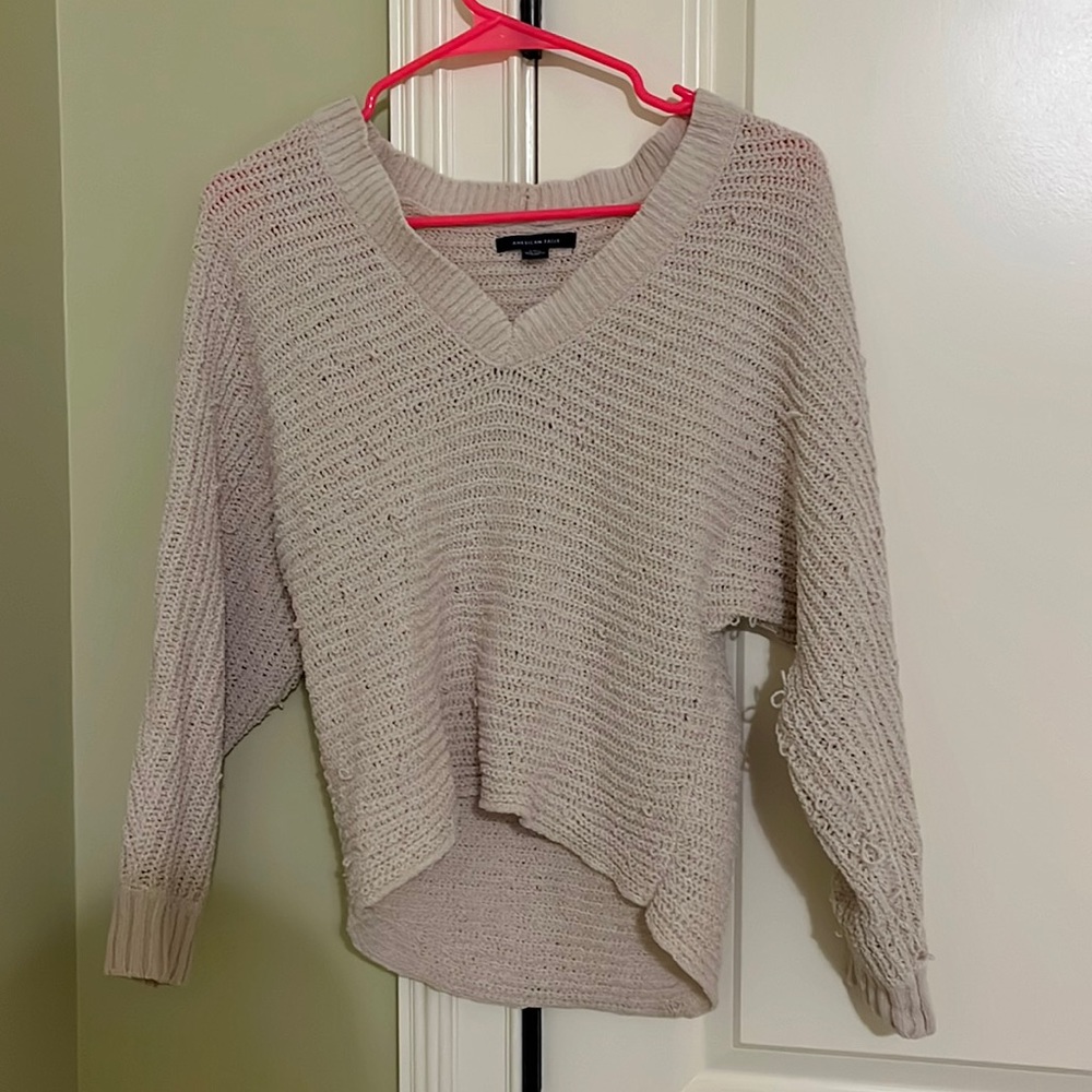 AE Chenille V-Neck Cropped Sweater